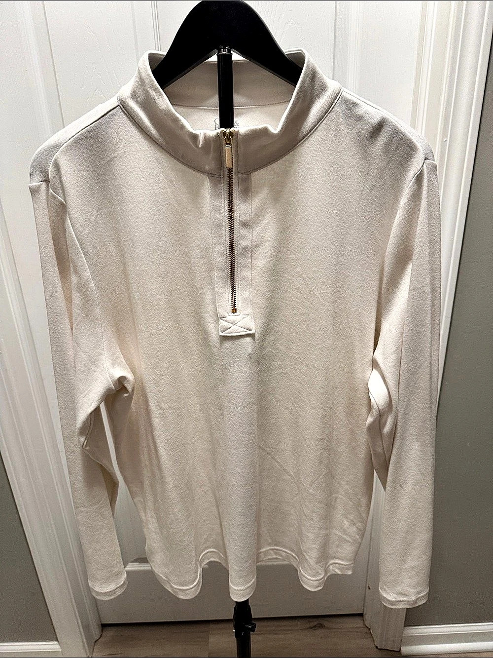 Croft & Barrow Quarter-Zip Pullover Sweatshirt Cream XXL